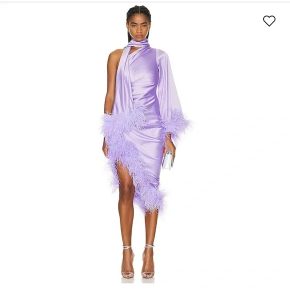 NWT - PatBO Feather Trim Oscar Dress 2 $1,595 current season